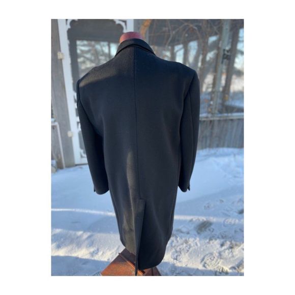 Savile Row Hand Tailored Black Virgin Wool Coat Overcoat Contour Cut - Picture 5 of 11
